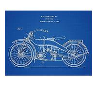 Artery8 Harley Motor Cycle Vintage Bike 1924 Patent Plan Art Print Canvas Premium Wall Decor Poster Mural