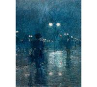 Artery8 Hassam Fifth Avenue Nocturne Premium Wall Art Canvas Print 18X24 Inch