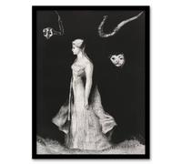 Artery8 Haunting Ghostly Female Figure Redon Vintage Framed Wall Art Print in Black | Size: W12" x H16" Artery8 Black W12" x H16"