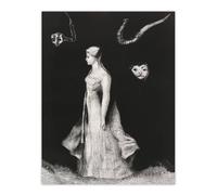 Artery8 Haunting Ghostly Female Figure Redon Vintage Wall Art Print Poster in Black | Size: W12" x H16" Artery8 Black W12" x H16"