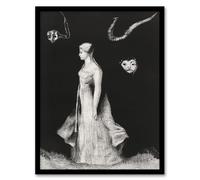 Artery8 Haunting Ghostly Female Figure Wall Art Print Framed Poster 12x16 inch Artwork By Redon : Mysterious Ghostly Artwork Suited For Study Or Hallway Creating Atmosphere And Haunting Intrigue