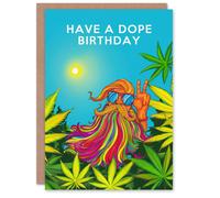 Artery8 Have A Dope Day Happy Colourful Beard Hippie Birthday Card in Blue Artery8 Blue