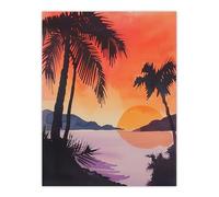 Artery8 Hawaii Sunset Beach Cove Palm Trees Watercolour Living Room Large Wall Art Poster Print Thick Paper 18X24 Inch