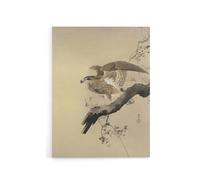 Artery8 Hawk Bird of Prey on Tree Branch Canvas Wall Art Print Koson in Beige | Size: W12" x H16" Artery8 Beige W12" x H16"