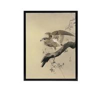 Artery8 Hawk Bird of Prey Tree Floral Framed Canvas Wall Art Print Retro Japan : by Koson 24x32 Majestic wildlife Picture symbolising strength ideal for office library or masculine living room