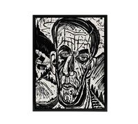 Artery8 Head of Van de Velde Ernst Ludwig Kirchner Black Framed Canvas Art in White | Size: W24" x H32" Artery8 White W24" x H32"