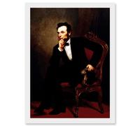 Artery8 Healy President Abraham Lincoln A4 Artwork Framed Wall Art Print in White Artery8 White