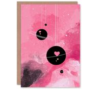 Artery8 Hearts in Orbit Planets in Pink Abstract Galaxy Valentine's Day Card