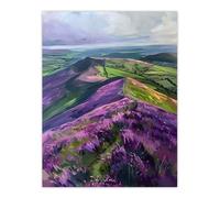 Artery8 Heather Flowers Mam Tor Peak District Landscape Living Room Large Wall Art Poster Print Thick Paper 18X24 Inch