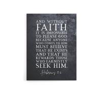 Artery8 Hebrews 11 6 Without Faith It Is Bible Quote Canvas Wall Art Print in Grey | Size: W12" x H16" Artery8 Grey W12" x H16"