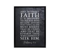 Artery8 Hebrews 11 6 Without Faith It Is Bible Quote Framed Canvas Wall Art Print in Grey | Size: W12" x H16" Artery8 Grey W12" x H16"