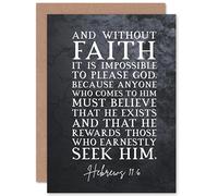 Artery8 Hebrews 11:6 Without Faith it is Impossible to Please God Christian Bible Verse Quote Scripture Typography Sealed Greeting Card Plus Envelope Blank inside