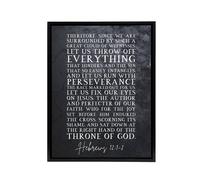 Artery8 Hebrews 12 1 2 Fix Our Eyes on Jesus Bible Quote Framed Canvas Wall Art Print in Grey | Size: W12" x H16" Artery8 Grey W12" x H16"