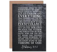 Artery8 Hebrews 12:1-2 Let Us Fix Our Eyes on Jesus Christian Bible Verse Quote Scripture Typography Sealed Greeting Card Plus Envelope Blank inside