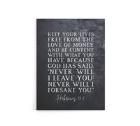 Artery8 Hebrews 13 5 The Love of Money Bible Quote Canvas Wall Art Print in Grey | Size: W18" x H24" Artery8 Grey W18" x H24"