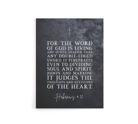 Artery8 Hebrews 4 12 The Word Of God Bible Quote Canvas Wall Art Print in Grey | Size: W24" x H32" Artery8 Grey W24" x H32"