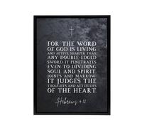 Artery8 Hebrews 4 12 The Word Of God Bible Quote Framed Canvas Wall Art Print in Grey | Size: W24" x H32" Artery8 Grey W24" x H32"