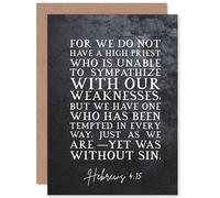 Artery8 Hebrews 4:15 One Who Has Been Tempted Yet Was Without Sin Christian Bible Verse Quote Scripture Typography Sealed Greeting Card Plus Envelope Blank inside