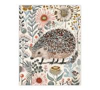 Artery8 Hedgehog Flowers Artwork Rustic Woodland Floral Living Room Large Wall Art Poster Print Thick Paper 18X24 Inch