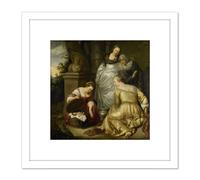 Artery8 Heerschop Erichthonius Found Cecrops Daughters 8X8 Inch Square Wooden Framed Wall Art Print Picture with Mount in White Artery8 White