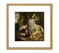 Artery8 Heerschop Erichthonius Found Cecrops Daughters 8X8 Inch Square Wooden Framed Wall Art Print Picture with Mount in Light Oak Artery8 Light Oak