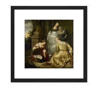 Artery8 Heerschop Erichthonius Found Cecrops Daughters 8X8 Inch Square Wooden Framed Wall Art Print Picture with Mount in Black Artery8 Black