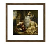 Artery8 Heerschop Erichthonius Found Cecrops Daughters 8X8 Inch Square Wooden Framed Wall Art Print Picture with Mount in Brown Artery8 Brown