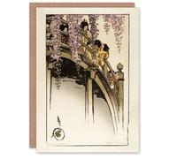 Artery8 Helen Hyde Children on The Moon Bridge at Kameido Art Greeting Card Artery8 Multicolor