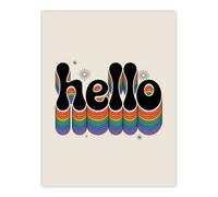 Artery8 Hello Colourful Retro Rainbow Font Typography Wall Art Print 12X16"
