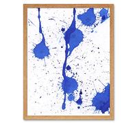 Artery8 Hendo Tanuki Abstract Blue Paint Splat Painting D Art Print Framed Poster Wall Decor 12x16 inch