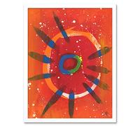 Artery8 Hendo Tanuki Abstract Red Painting Circles Strokes Art Print Framed Poster Wall Decor 12x16 inch