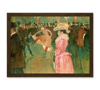 Henri De Toulouse Lautrec At The Moulin Rouge The Dance Artwork Framed Wall Art Print A4 Artery8 Brown One Size