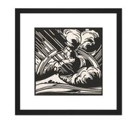 Artery8 Henri Jonas Rain Storm Clouds Bw Landscape 8X8 Inch Square Wooden Framed Wall Art Print Picture with Mount in Black Artery8 Black