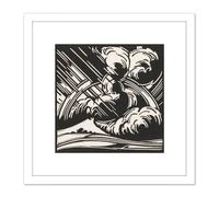 Artery8 Henri Jonas Rain Storm Clouds Bw Landscape 8X8 Inch Square Wooden Framed Wall Art Print Picture with Mount in White Artery8 White