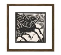 Artery8 Henri Jonas Winged Horse Pegasus Mythical Creature 8X8 Inch Square Wooden Framed Wall Art Print Picture with Mount in Brown Artery8 Brown