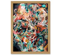 Artery8 Henri Matisse Inspired Abstract Shapes Framed Wall Art Print A4 in Light Oak Artery8 Light Oak