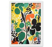 Artery8 Henri Matisse Inspired Botanical Garden Acrylic Painting Abstract Bright Shapes Artwork Framed Wall Art Print A4