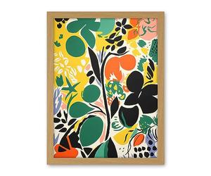 Artery8 Henri Matisse Inspired Botanical Garden Acrylic Painting Abstract Bright Shapes Artwork Framed Wall Art Print 18X24 Inch