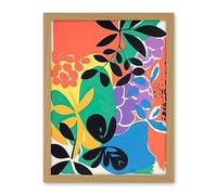 Artery8 Henri Matisse Inspired Plant Shapes Acrylic Painting Abstract Bright Colourful Artwork Framed Wall Art Print 18X24 Inch