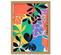 Artery8 Henri Matisse Inspired Plant Shapes Acrylic Painting Abstract Bright Colourful Artwork Framed Wall Art Print A4
