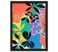 Artery8 Henri Matisse Inspired Plant Shapes Acrylic Painting Abstract Bright Colourful Artwork Framed Wall Art Print A4
