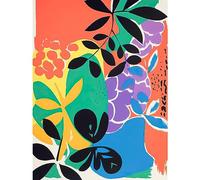Artery8 Henri Matisse Inspired Plant Shapes Acrylic Painting Abstract Bright Colourful Extra Large XL Wall Art Poster Print