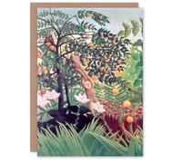 Artery8 Henri Rousseau Art Card Exotic Landscape Fruit Tree Monkeys