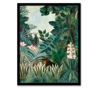 Artery8 Henri Rousseau Framed Wall Art Print The Dream Equatorial Jungle in Green | Size: A3 Artery8 Green A3