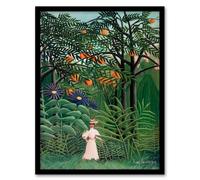 Artery8 Henri Rousseau Framed Wall Art Woman Walking in an Exotic Forest in Green | Size: A3 Artery8 Green A3