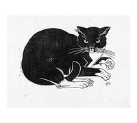 Artery8 Henri Van Der Stok Cat Claws Illustration Premium Wall Art Canvas Print 18X24 Inch