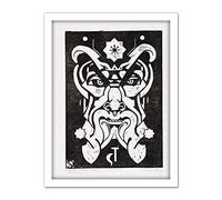 Artery8 Henri Van Der Stok Saturn Roman Mythology God Face Artwork Framed Wall Art Print 18X24 Inch