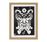 Artery8 Henri Van Der Stok Saturn Roman Mythology God Face Artwork Framed Wall Art Print 18X24 Inch