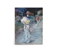 Artery8 Henry Somm Elegant in a Japanese Garden Watercolour Canvas Art Print in Blue | Size: W18" x H24" Artery8 Blue W18" x H24"