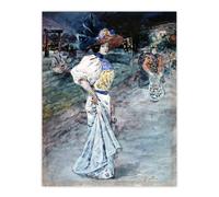 Artery8 Henry Somm Elegant in a Japanese Garden Watercolour Wall Art Print in Blue | Size: W18" x H24" Artery8 Blue W18" x H24"